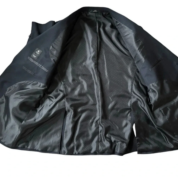 Haggar 48R Navy Blue Suit up System Pinstripe Blazer Suit Jacket Sport Coat - Picture 2 of 7